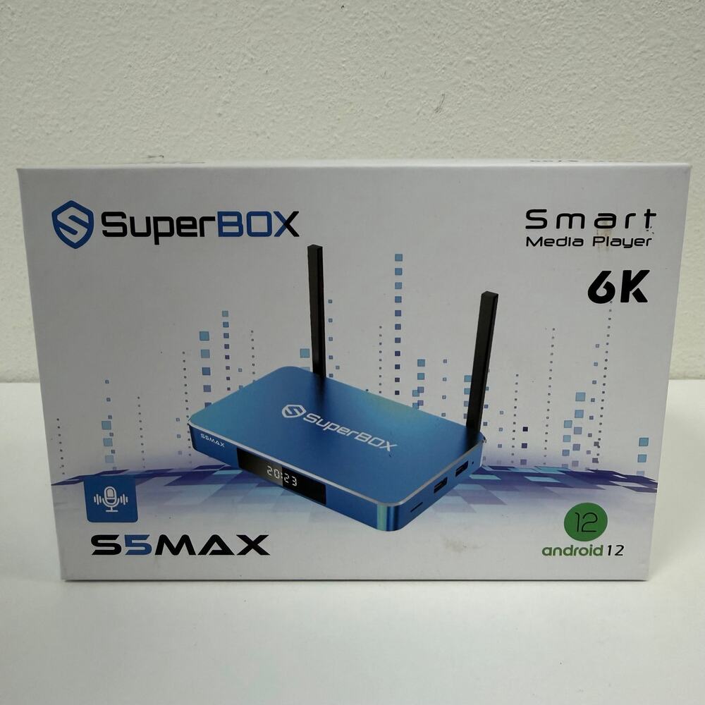 SuperBOX S5 Max 6K Smart Media Player with Voice Remote Android 12 WIFI UNTESTED